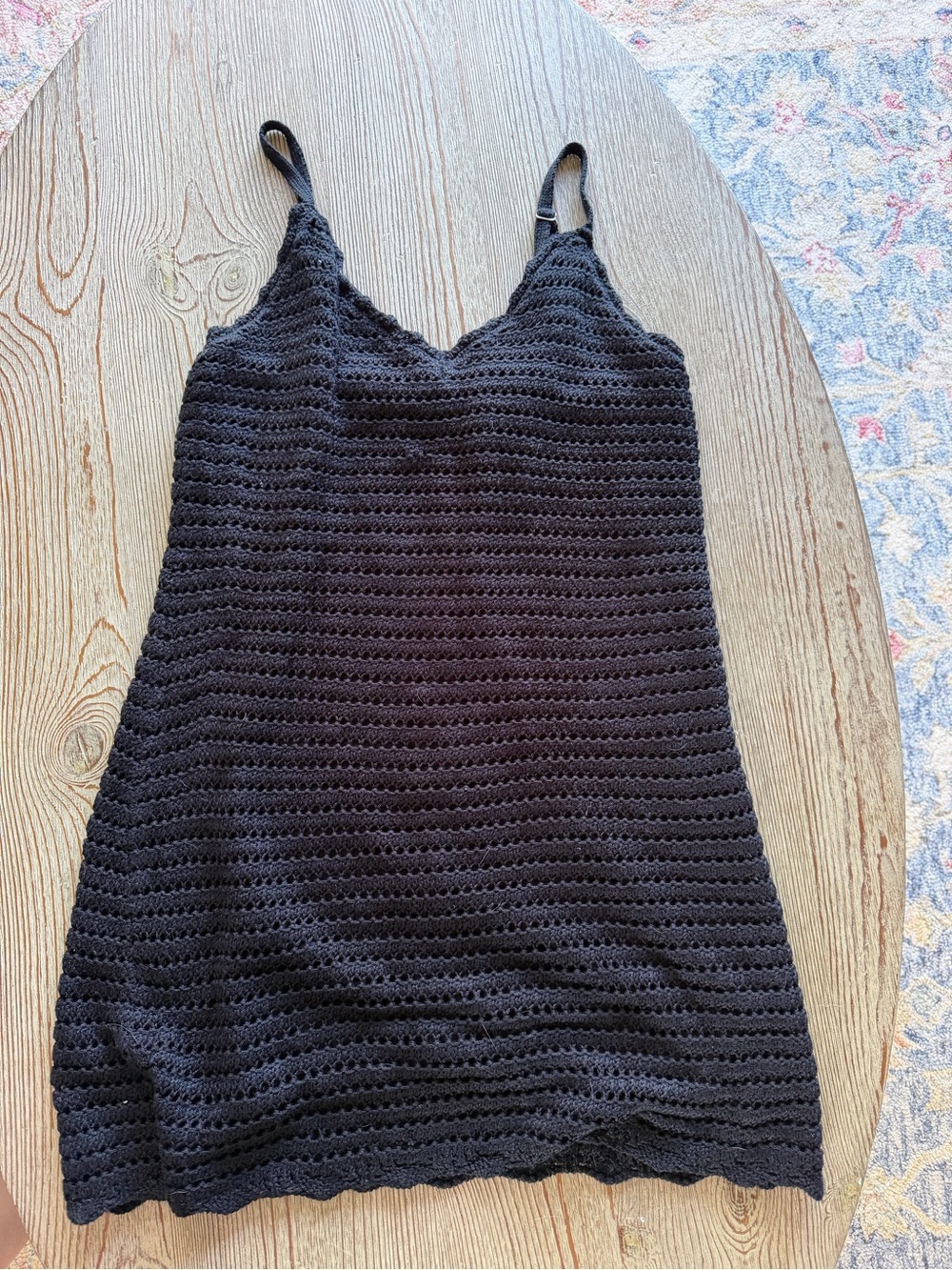 Black Crochet Slip Dress - Women's Spaghetti Strap Dress